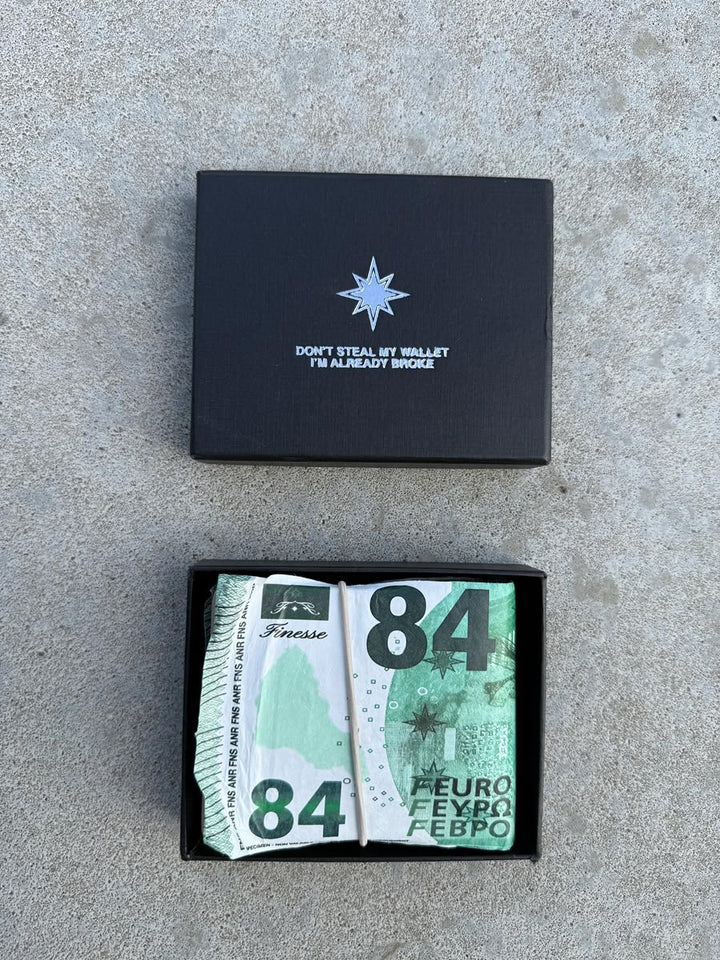 84 Euros Leather Wallet - flat lay - Finesse
