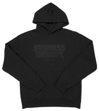 HOODIE "BUSINESS THERAPY" BLACK ON BLACK PUFF