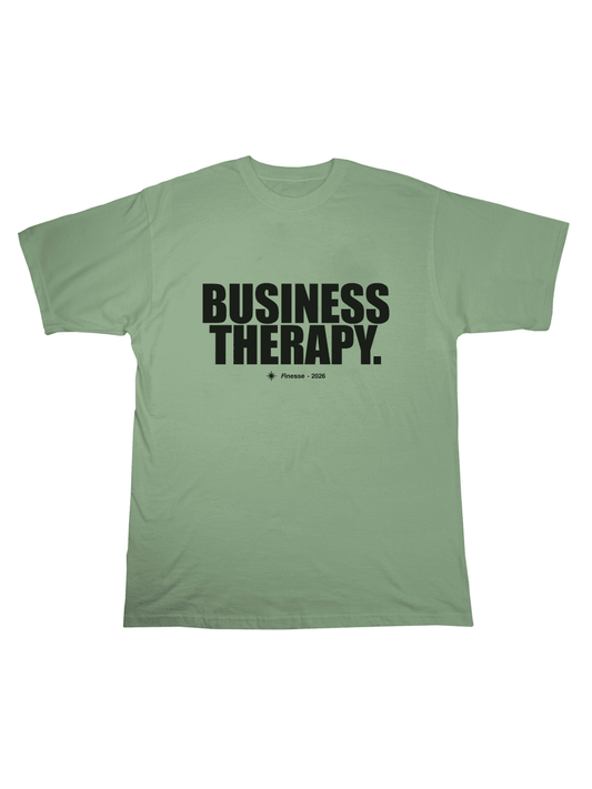 “BUSINESS THERAPY” KHAKI PUFF TEE