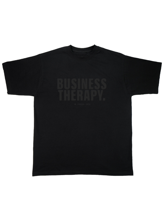 TEE "BUSINESS THERAPY" BLACK ON BLACK PUFF