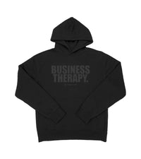 HOODIE "BUSINESS THERAPY" BLACK ON BLACK PUFF