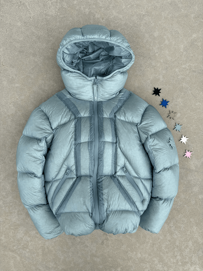 Doudoune Finesse* Alive Puffer Jacket Ice Blue en packshot au sol vue de face.