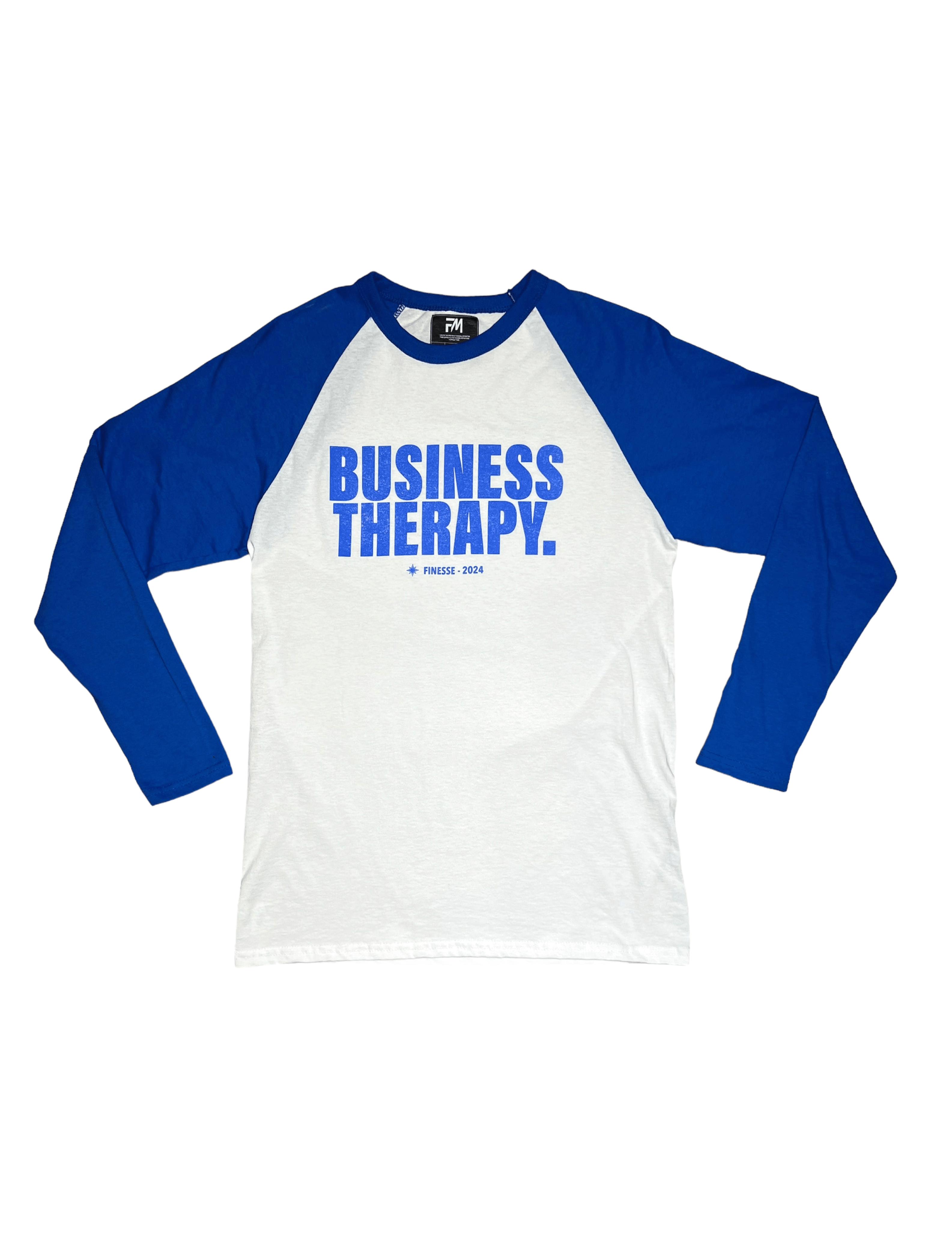 BASEBALL TEE "BUSINESS THERAPY" blue/white