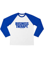 BASEBALL TEE "BUSINESS THERAPY" blue/white