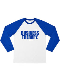 BASEBALL TEE "BUSINESS THERAPY" blue/white