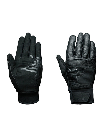 Gants Finesse Leather Gloves effet crocodile noirs, sur fond blanc